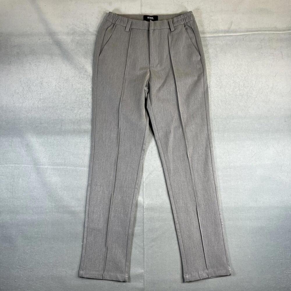 Icon Amsterdam The Lauro Pants Mens 28 Light Gray Pleated Trousers Stretch NWT